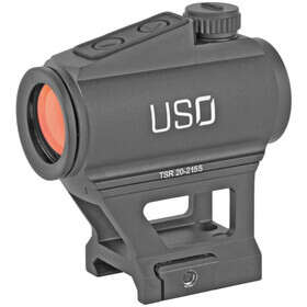 U.S. Optics TSR-1X 5 MOA Red Dot Sight has push button brightness adjustment